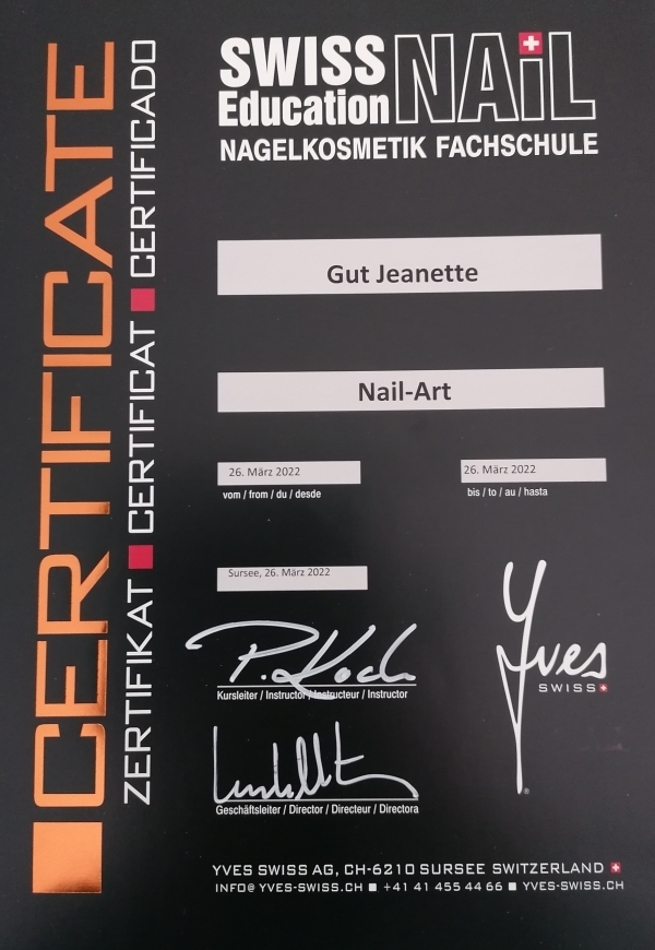 Swiss Nail Education Zertifikat Nail-Art
